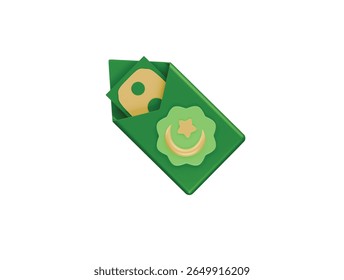 Eid Money Envelope Icono 3D Ilustración Render