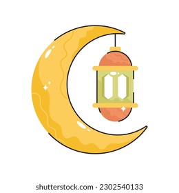 Eid Moon doodle vector outline icon. EPS 10 file