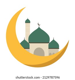 Eid moon mosque Flat vector icon which can easily modify or edit 