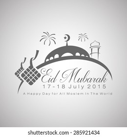 Eid Mubarak 17-18 July 2015 in Mosque Concept and Ketupat