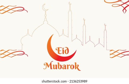Eid Mubarak 2022 feiert , Vektorbild, Hintergrund, Karte   