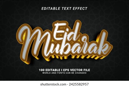 eid mubarak estilo 3d efecto de texto moderno