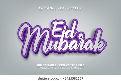 eid mubarak 3d style text effect