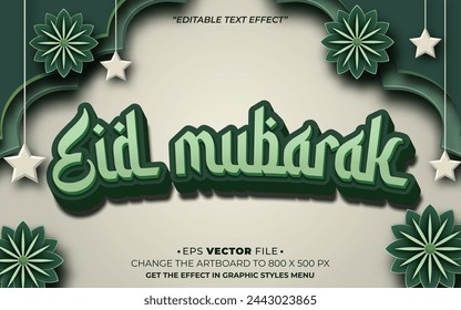 Eid Mubarak 3d text effect editable vector and background