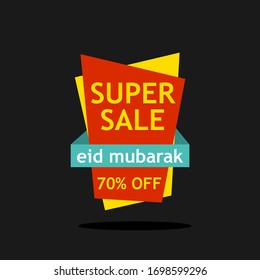 Eid mubarak 70% off. super sale banner template