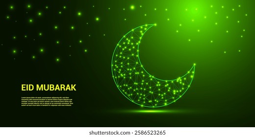 Eid Mubarak abstract technology background. Tech Eid is a celebration that merges technology and the festive spirit of Eid. Happy Mubarak Post, Greetings Card. Social Media Post, 