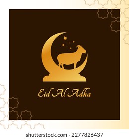 Eid Mubarak Eid Al Adha Festival Greeting Card Banner Islamic for Celebrate Muslim Holy Month Vector Illustration