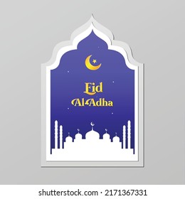 Eid mubarak  Eid al adha paper cut illustration template design