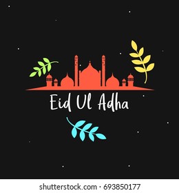 Eid Mubarak or Eid Al Adha Template Design. Holy Day for Muslim and Islamic People. Eid Ul Adha Celebration. Eid El Adha Vector Illustration. Suitable for poster, banner, campaign, and greeting card
