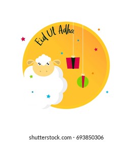 Eid Mubarak or Eid Al Adha Template Design. Holy Day for Muslim and Islamic People. Eid Ul Adha Celebration. Eid El Adha Vector Illustration. Suitable for poster, banner, campaign, and greeting card
