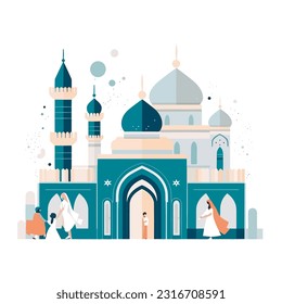 Eid Mubarak or Eid Al Fitr illustration. Holy Day for Muslim and Islamic People. Vector Illustration. Suitable for poster, banner, campaign, and greeting card