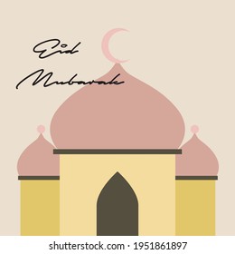 Eid Mubarak or Eid Al Fitr template design pastel color. Holy day for muslim. poster, banner, campaign, greeting card vector illustration.