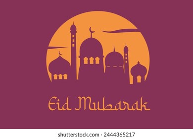 Eid Mubarak or Eid Al Fitr Template Design. Holy Day for Muslim and Islamic People. Vector Illustration. Suitable for poster, banner, campaign, and greeting card