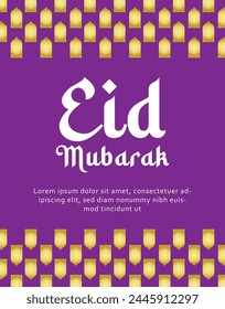 Eid Mubarak or Eid Al Fitr Template Design. Holy Day for Muslim and Islamic People. . Suitable for poster, banner, campaign, and greeting card
