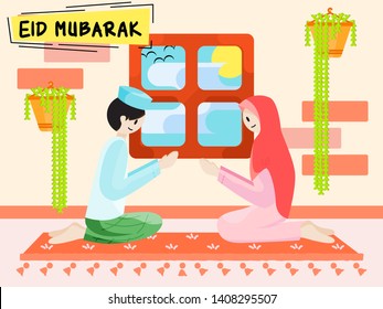 Eid Mubarak Al Fitr is time to forgive each other. It is design for greeting card.