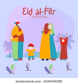Eid mubarak or eid alfitr illustration. Vector