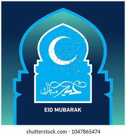 Eid Mubarak with Arabic calligraphy for the celebration of Muslim community festival.
