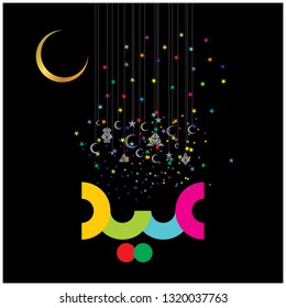 Eid Mubarak with Arabic calligraphy for the celebration of Muslim community festival