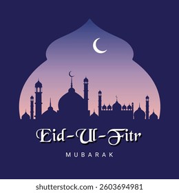 Eid Mubarak Arabic calligraphy. Islamic Greeting Card. Arabic Text : blessed Eid
