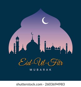 Eid Mubarak Arabic calligraphy. Islamic Greeting Card. Arabic Text : blessed Eid