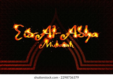 Eid Mubarak Arabic and English Typography. Eid ul-Fitr, Eid ul-Adha. Religious holiday. Creative idea and Concept Design Eid Mubarak.