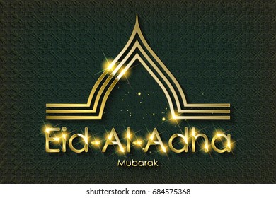 Eid Mubarak with arabic golden calligraphy on dark vintage background for Eid Celebrations greeting cards or posting in website. Vector illustration