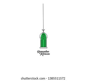Eid Mubarak background with beautiful illuminated arabic lamp and hand drawn calligraphy lettering. Vector illustration.