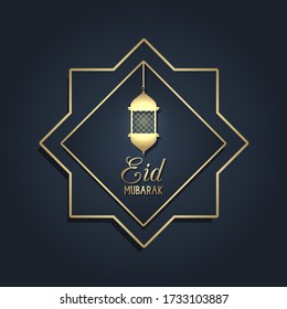 Eid Mubarak background in blue and gold