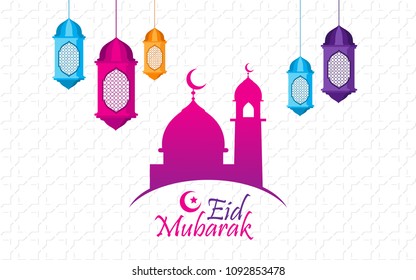 Eid Mubarak background with colorful concept