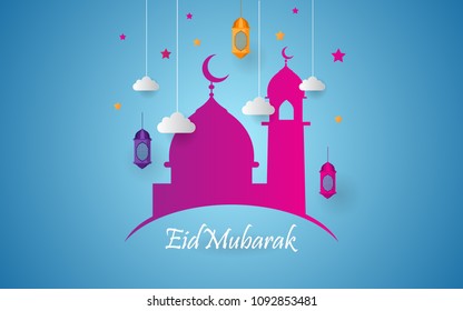 Eid Mubarak background with colorful concept