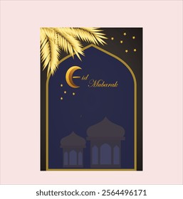 Eid mubarak Background design for banner poster flyer card wallpaper Vector illustration