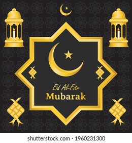 eid mubarak background design in black color. design is used for the template