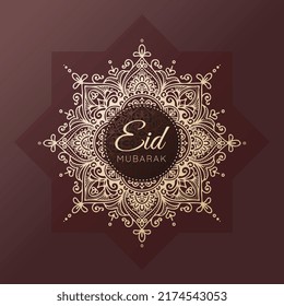 Eid Mubarak background design with mandala illustration