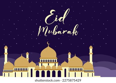 Plantilla de diseño de fondo Eid mubarak, ilustración Realist eid al-fitr - eid mubarak