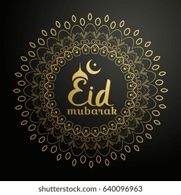 eid mubarak background with golden mandala