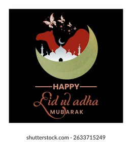 Fondo de Eid Mubarak con temas de Idul Adha. Celebra a Adha Mubarak y Eid Al Adha en tus publicaciones en las redes sociales con un toque de fe islámica. Vector Eid Mubarak Diseño de publicaciones en redes sociales islámicas