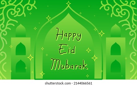 eid mubarak background illustration.  lettering.  vector banner.  design banner.  social media banner.  background illustration