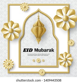 Eid Mubarak background. Islamic Arabic template. Greeting card. Vector illustration.