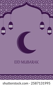 Eid Mubarak background with lamp islamic. Translation of text : Blessed festival