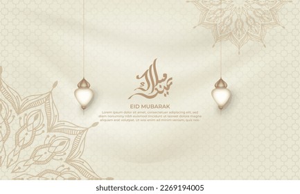 eid mubarak background with mandala  and lantern for background, greeting card , poster