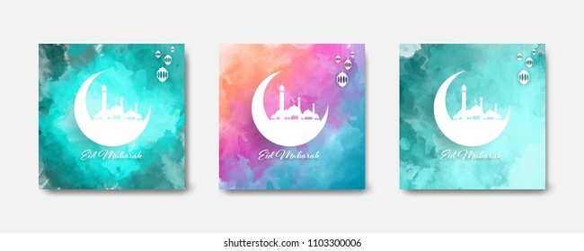 Eid Mubarak Background, Set Collection