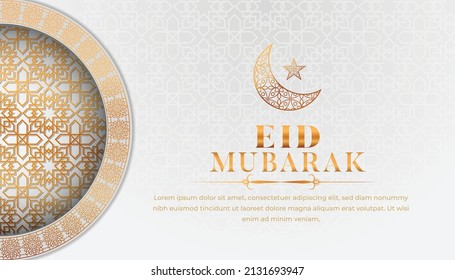eid mubarak background simple the moon with ornament stars in center
