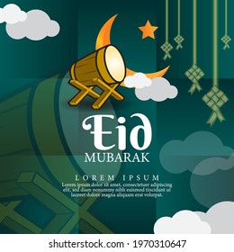 eid mubarak background template vector