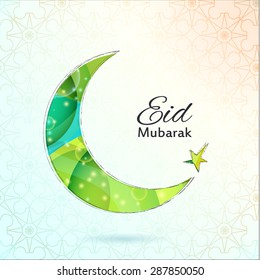 Eid Mubarak background. Eid Mubarak - traditional Muslim greeting. Stylized Moon. Vector illustration.