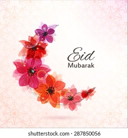 Eid Mubarak background. Eid Mubarak - traditional Muslim greeting. Stylized Moon. Vector illustration.