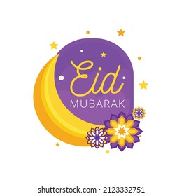 Eid mubarak badges and logo design vector illustration