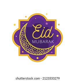 Eid mubarak badges and logo design vector illustration