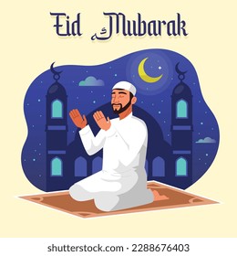 Eid Mubarak Bangla Typography and Calligraphy blue background. Eid ul-Fitr, Eid ul-Adha. Religious holiday celebrated by Muslims worldwide. Creative Idea, Concept Design Eid Mubarak greeting card. svg