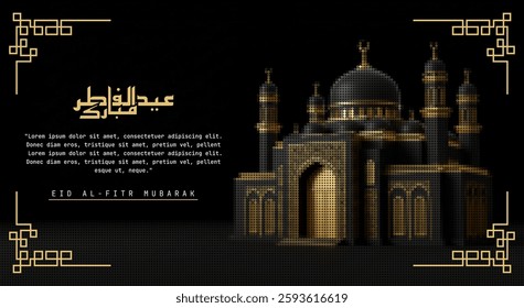 Eid Mubarak Banner in Arabic typography . Eid Mubarak mean : we wish you a blessed Eid
