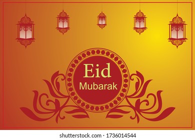 eid mubarak para el diseño de banner también adecuado para la plantilla de ilustración vectorial.